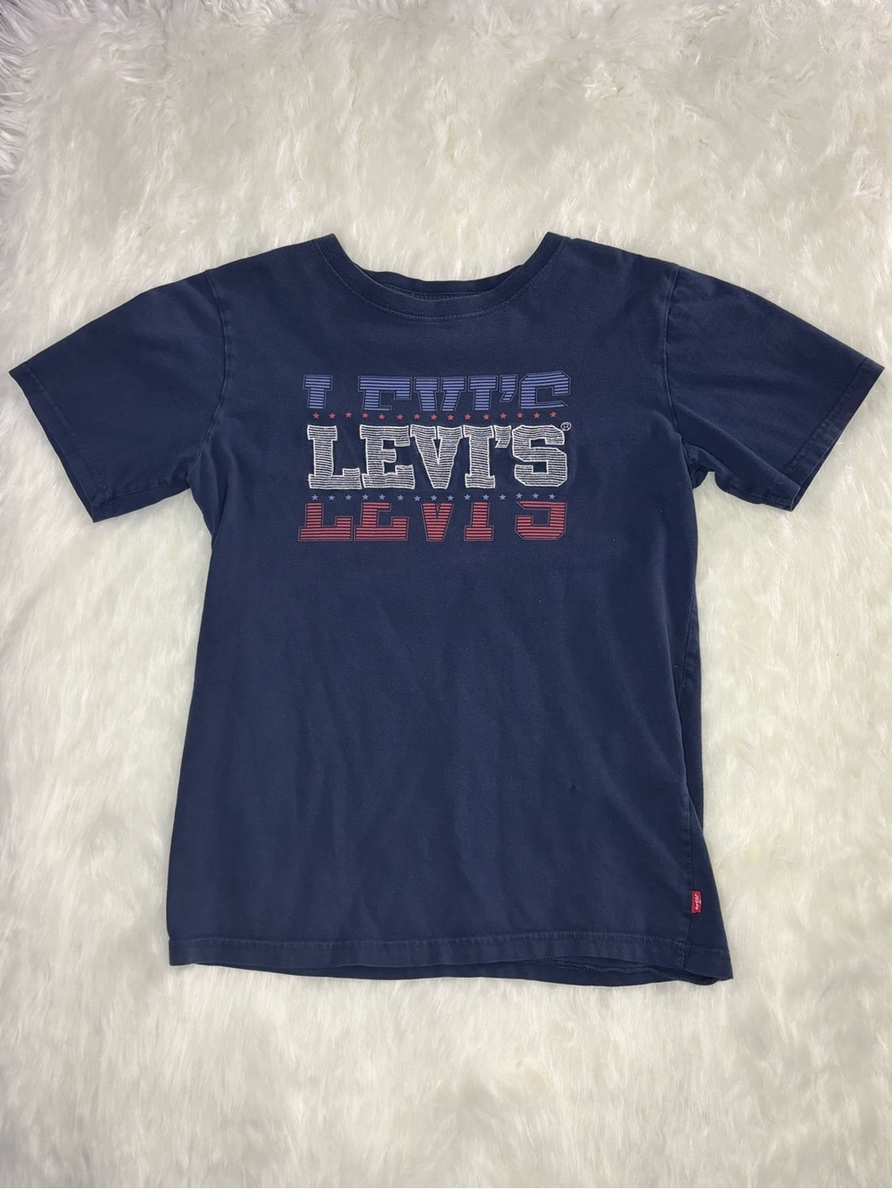 Levi's Navy Short Sleeve Logo Tee with Red & White Accents